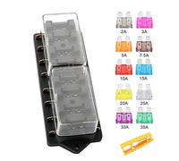 Aiqeer 8 Way Car Blade Fuse Block, Universal Standard 12V/24V/32V/48V, Black, Panel Mount, 8 Poles, 8 Positions, Screw Connector, PBT & PC Material, Compact & Sturdy, Damp-Proof Cover