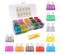 Aiqeer 80 Pcs Standard Car Blade Fuses Set, Replacement Fuses with Fuse Puller (2A / 3A / 5A / 7.5A / 10A / 15A / 20A / 25A / 30A / 35A)