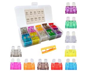 Aiqeer 80 Pcs Standard Car Blade Fuses Set, Replacement Fuses with Fuse Puller (2A / 3A / 5A / 7.5A / 10A / 15A / 20A / 25A / 30A / 35A)