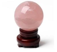 AIQFTGSNS Crystal Sphere Rose Quartz Rare Protective Power Stone Ball for Decoration, Feng Shui, Hand-Made,2.4"
