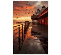 AiQima Wooden Jigsaw Puzzles,Jigsaw Puzzle for Adult, Hastings Pier, East Sussex, Uk, Seaside Sunset Landscape Puzzle/D/1000