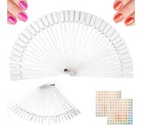 AiQInu 100 Pieces Nail Display Stand, Clear Nail Tip, Fan Positor, False Nails for Beauty Salon and Beginners with Numbered Stickers 1-100 (Square)