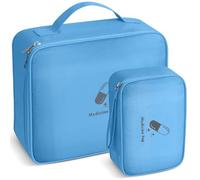 AiQInu 2-Piece Waterproof Portable Medicine Bag, Large & Small Capacity Emergency Medicine Bag, Blue, Fashionable