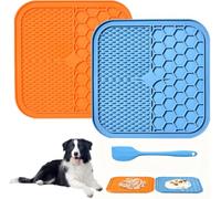 AiQInu 2 Pieces Dog Licking Mat with 1 Silicone Spatula Lick Mat for Dogs with Suction Cup BPA Free for Bathing, Grooming, Training and Care