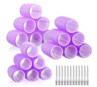AiQInu 30-Piece Curler Set, with 18 Curlers and 12 Metal Clips, Large Curlers, 3 Different Sizes, Self-Adhesive Hair Rollers (40, 30, 20 mm)