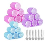AiQInu 33-Piece Curler Set, with 18 Curlers and 12 Metal Clips, 2 Magic Hair Pads, 1 Comb, Large Curler, 3 Different Sizes Self-Adhesive Hair Rollers (40, 30, 25 mm)