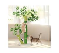 AiQInu 33'' Tall Cat Scratching Post for Large Cats and Kittens - Nature Sisal Cat Scratchers for Indoor Cats with DanglingToy Ball and Cute 3D Panda Adult Cat Tree with Bamboo Shape