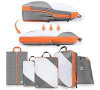 AiQInu 5 Piece Suitcase Organizer, Compression Packing Cube Space-Saving Expandable Ultralight Travel Organizer for Clothes, Shoes, Underwear Travel Set for Backpacks or Hand Luggage