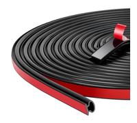 AiQInu 6 m (L) Rubber Door Seal Self-Adhesive for Doors/Windows, D-Shaped Sealing Tape Waterproof for Door Frame Window Insulation (Black, 10 mm (W) x 6 mm (D)