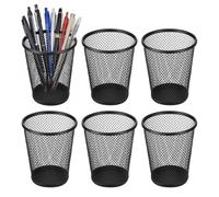 AiQInu 6pcs Desk Pen Holder, Metal Desk Pen Holder, Industrial Design Desk Organizer, Multi-functional Storage Holder, Stackable for Office and Home