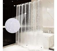 AiQInu Anti-Mould Shower Curtain 200 x 200 cm, EVA Shower Curtain with Weights, 3D Transparent Waterproof Shower Curtains Easy to Clean for Family, Dormitory, Hotel