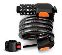 AiQInu Bicycle Lock with Combination Code, 120 cm / 12 mm Cable Lock Security Level Very High 5 Digits Spiral Cable Lock Waterproof for Bicycle Tricycle Scooter Bike Lock