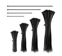 AiQInu Black Electrician Cable Ties, 200 Pieces, Nylon, Hook+Loop, 100/150/200/300 mm