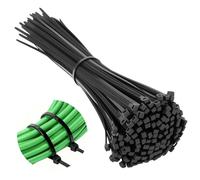 AiQInu Black Plastic Cable Ties, 200 mm×4.8 mm, 100 Pieces of Professional Wiring, Temperature Resistant, Breaking Strength 21 kg, Adjustable for Indoor and Outdoor Use