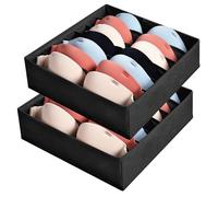 AiQInu Bra Drawer Organizer, Set of 2 Folding Underwear Drawers with 7 Compartments, Wardrobe Organizer Underwear Divider Fabric for Storing Bras, Socks and Ties