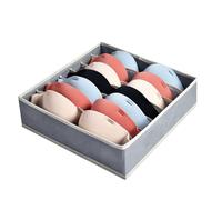 AiQInu Bra Organiser Storage Box, 7 Cell Foldable Drawer Organiser for Bra, Wardrobe Drawer Divider Underwear Organiser for Storing Bras, Socks and Ties