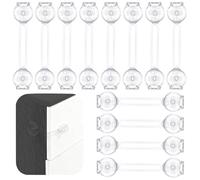AiQInu Child Safety Cabinet and Drawers, Pack of 12 Baby Cabinet Safety with Adhesive Base, Transparent Child Lock for Doors and Drawers No Drilling