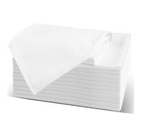 AiQInu Fabric Napkins White Cotton in 40 x 40 cm, Set of 12 with All-Round Edge, Washable Table Napkins for Hotel, Lunch, Restaurant, Weddings, Events and Parties