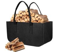 AiQInu Firewood Wood with Handles, 50 x 25 x 25 cm Felt Bag for Firewood Folding Firewood Storage Basket Storage Organizer for Fireplace Shopper Newspaper Clothes