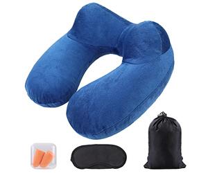 AiQInu Inflatable Neck Pillow, Travel Pillow for Airplane, Adjustable and Compact Neck Pillow Inflatable with Washable Pillowcase, for Cars Train Office Home
