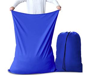 AiQInu Large Laundry Bags Laundry Bag with Drawstring Closure, Foldable Laundry Bag for Dormitory and Travel Laundry Room, 70 x 115 cm, Pack of 2, Blue