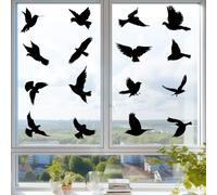 AiQInu Large Window Stickers, Bird Protection, Pack of 16, Large Size, Anti-Collision Window Stickers, Bird Stickers for Window Panes, Black, PVC Bird Protection Stickers, Window Pictures,