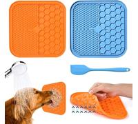 AiQInu Lick Mat for Dogs with Suction Cup, 2 Pieces Dog Licking Mat BPA Free Slow Feeder with 1 Silicone Spatula, Extra Strong Suction Cups for Bathing, Grooming, Training and Care