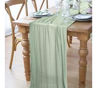 AiQInu Muslin Table Runner 80 x 300 cm Light Green Cheesecloth Table Runner Modern Boho Green Table Runner Rustic Gauze Table Runner Washable for Wedding Birthday Party Decor