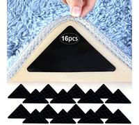 AiQInu Non-Slip Mat for Carpet, Pack of 16 Carpet Non-Slip Underlay, Washable and Reusable, Non-Slip Carpet Underlay, Strong Adhesive, Triangular Carpet Stopper for All Smooth Floors