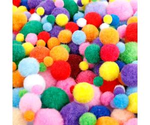 AiQInu Pack of 1200 Mini Pompoms Colourful, 10/15/20/25/30 mm Pompoms for Crafts Making, DIY Creative Crafts, Colourful Crafts, Nursery Crafts