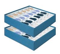 AiQInu Pack of 2 Foldable Socks Storage Boxes, Underwear Drawer Organizers, 24 Storage Compartments for Socks