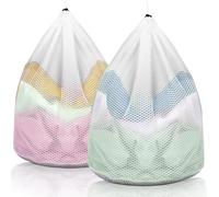 AiQInu Pack of 2 Washing Machine Net 40 x 50 cm Washing Machine Mesh Laundry Bag with Drawstring, Washing Machine Shoe Bag