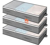 AiQInu Pack of 3 Underbed Storage Boxes 100 x 50 x 15 cm Foldable Underbed Storage Box with Window