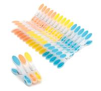 AiQInu Pack of 30 Plastic Clothes Pegs with Non-Slip Silicone, Multi-Color Non-marking Clips for Underwear Trousers T Shirts