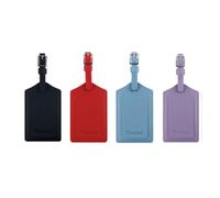 AiQInu Pack of 4 Suitcase Tags, PU Leather Luggage Tags for Suitcases with Name Plate, Suitcase Tag with Adjustable Buckle, Address Tag Suitcase for Business Trips, Air Travel