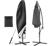 AiQInu Parasol Cover with Telescopic Pole, 2 Pieces 210D Oxford Fabric Protective Cover for Diameter 2-4 m Parasols, Waterproof Anti-UV for Garden Beach Balcony Umbrella, 265 x 40/70 / 50 cm