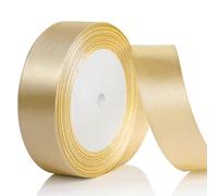 AiQInu Satin Ribbon Gold 25 mm 22 Metres Satin Decorative Ribbon Gold Present Gift Ribbon Wide Fabric Ribbon for Dress Wedding Birthday Gifts