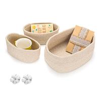 AiQInu Set of 3 Woven Storage Baskets Bathroom Storage Baskets Cotton Cosmetic Basket Organizer Boo Basket for Bedroom Living Room