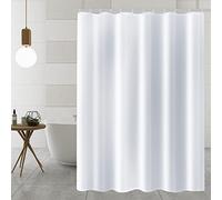 AiQInu Textile Shower Curtain, Polyester Fabric, 180 x 180 cm, Anti-Mould, Waterproof, Washable, White Shower Curtain, with Eyelets and 12 Hooks, for Bath and Shower