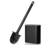 AiQInu Toilet Brush, Plastic, TPR (synthetic rubber), Black, normalité