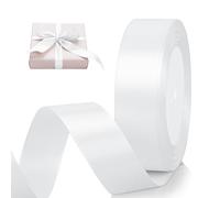 AiQInu White Satin Ribbon, 25mm x 22m for Gift Wrapping, DIY, Bouquet, Gift Wrapping Ribbons for Weddings, Sewing Projects, Bows, Decorations