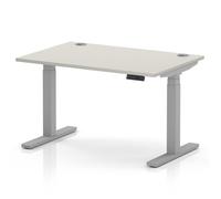 Air 1200 x 800mm Height Adjustable Office Desk Dove Grey Top Cable Ports Silver Leg