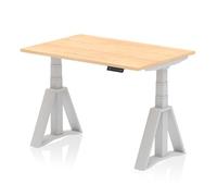 Air 1200 x 800mm Height Adjustable Office Desk Maple Top Silver Leg with Piste Foot