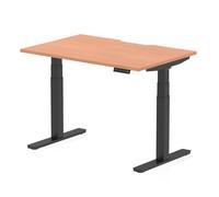 Air 1200 x 800mm Scalloped Edge Height Adjustable Office Desk Beech Top Black Leg