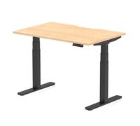 Air 1200 x 800mm Scalloped Edge Height Adjustable Office Desk Maple Top Black Leg