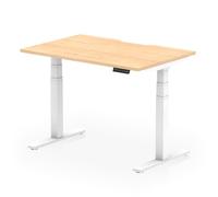 Air 1200 x 800mm Scalloped Edge Height Adjustable Office Desk Maple Top White Leg