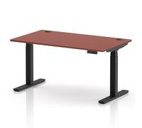 Air 1400 x 800mm Height Adjustable Office Desk Brick Red Top Cable Ports Black Leg