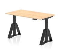 Air 1400 x 800mm Height Adjustable Office Desk Maple Top Black Leg with Piste Foot