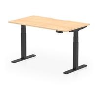 Air 1400 x 800mm Scalloped Edge Height Adjustable Office Desk Maple Top Black Leg