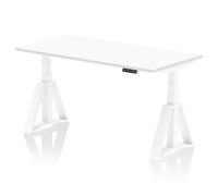 Air 1600 x 800mm Height Adjustable Office Desk White Top White Leg with Piste Foot